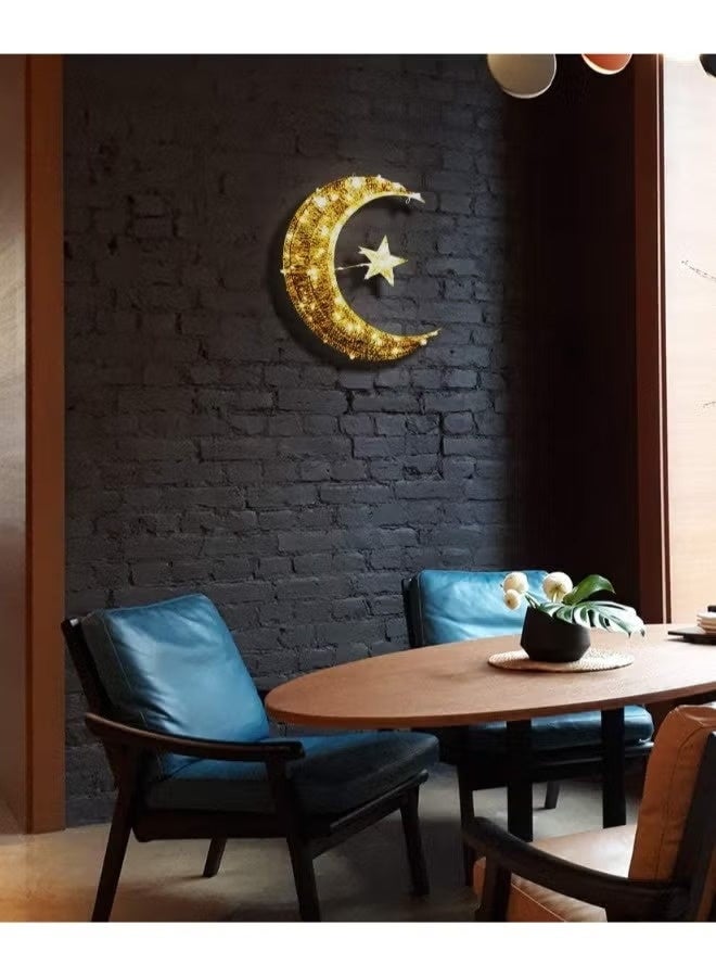 متجر سهل فانوس رمضاني، عيد مبارك، هلال، ضوء LED، يعمل بالبطارية، زينة رمضانية للمنزل والغرفة، 50 سم - Image 4